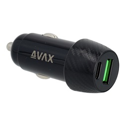 AVAX CC303B CARLY 38W Autós töltő USB A (QC)+Type C (PD), fekete