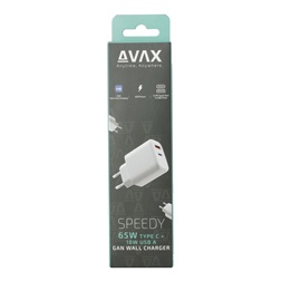 AVAX CH360 SPEEDY 65W GaN USB A (QC)+Type C (PD3.0) fehér hálózati töltő