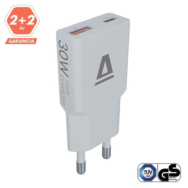 AVAX CH641LB NANO SLIM 30W USB-C (PD3.0)+USB-A (QC3.0) világoskék hálózati töltő