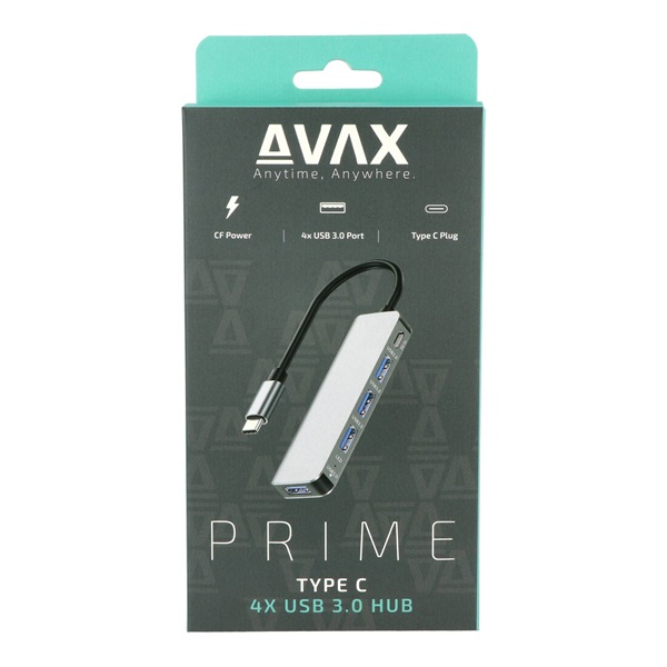 AVAX HB901 PRIME Type C-4x3.0 USB HUB+CF töltés