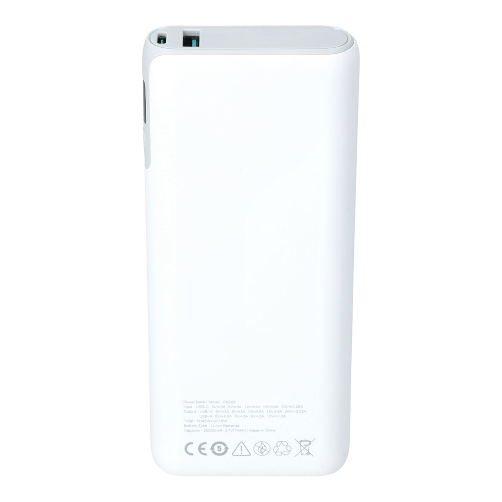 AVAX PB202W VITALITY 20000mAh Type C/PD 65W+QC18W gyorstöltő fehér power bank