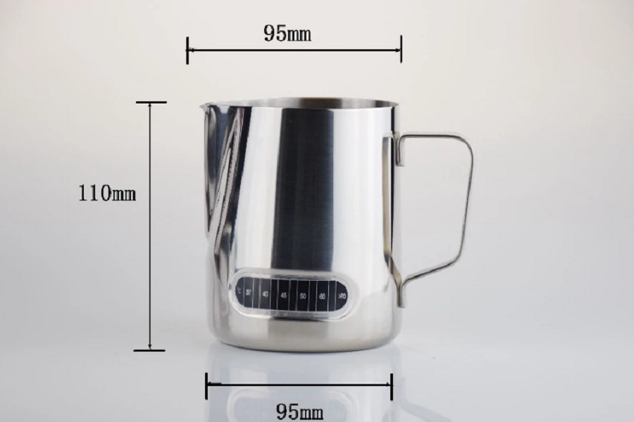 AVX LHT 600ml-es hőmérős rozsdamentes acél tejkiöntő kanna