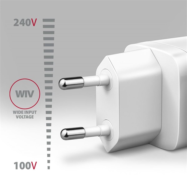 AXAGON ACU-DPQ65W 3x port (USB + dual USB-C), PD3.0/QC4+/PPS/Apple 65W fehér GaN töltő