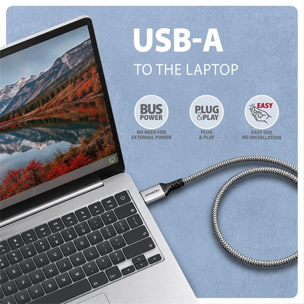 AXAGON ADE-AM15 USB-A Gigabit Ethernet adapter integrált CAT6 hálózati RJ-45 kábellel (1,5 m)