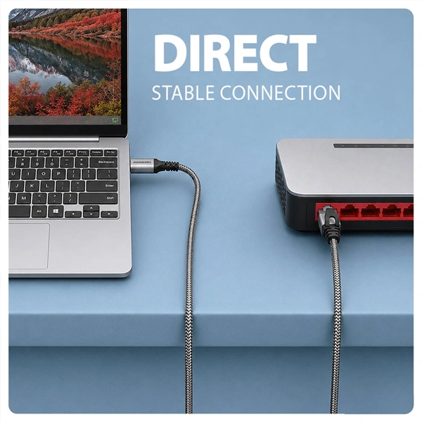 AXAGON ADE-AM20 USB-A Gigabit Ethernet adapter integrált CAT6 hálózati RJ-45 kábellel (2 m)