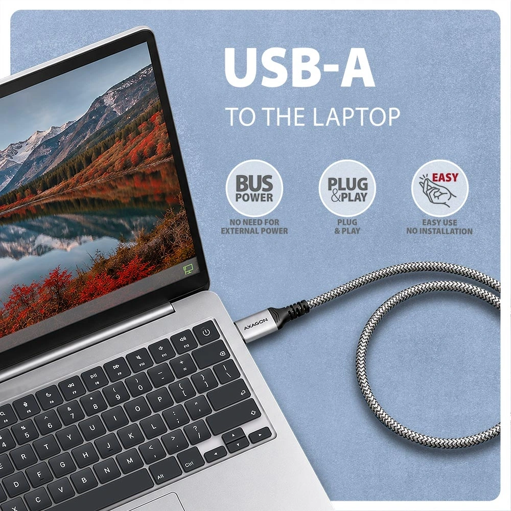 AXAGON ADE-AM30 USB-A Gigabit Ethernet adapter integrált CAT6 hálózati RJ-45 kábellel (3 m)