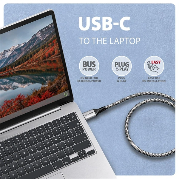 AXAGON ADE-CM15 USB-C Gigabit Ethernet adapter integrált CAT6 hálózati RJ-45 kábellel (1,5 m)
