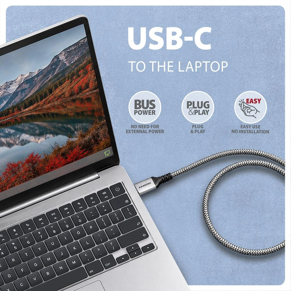 AXAGON ADE-CM15 USB-C Gigabit Ethernet adapter integrált CAT6 hálózati RJ-45 kábellel (1,5 m)