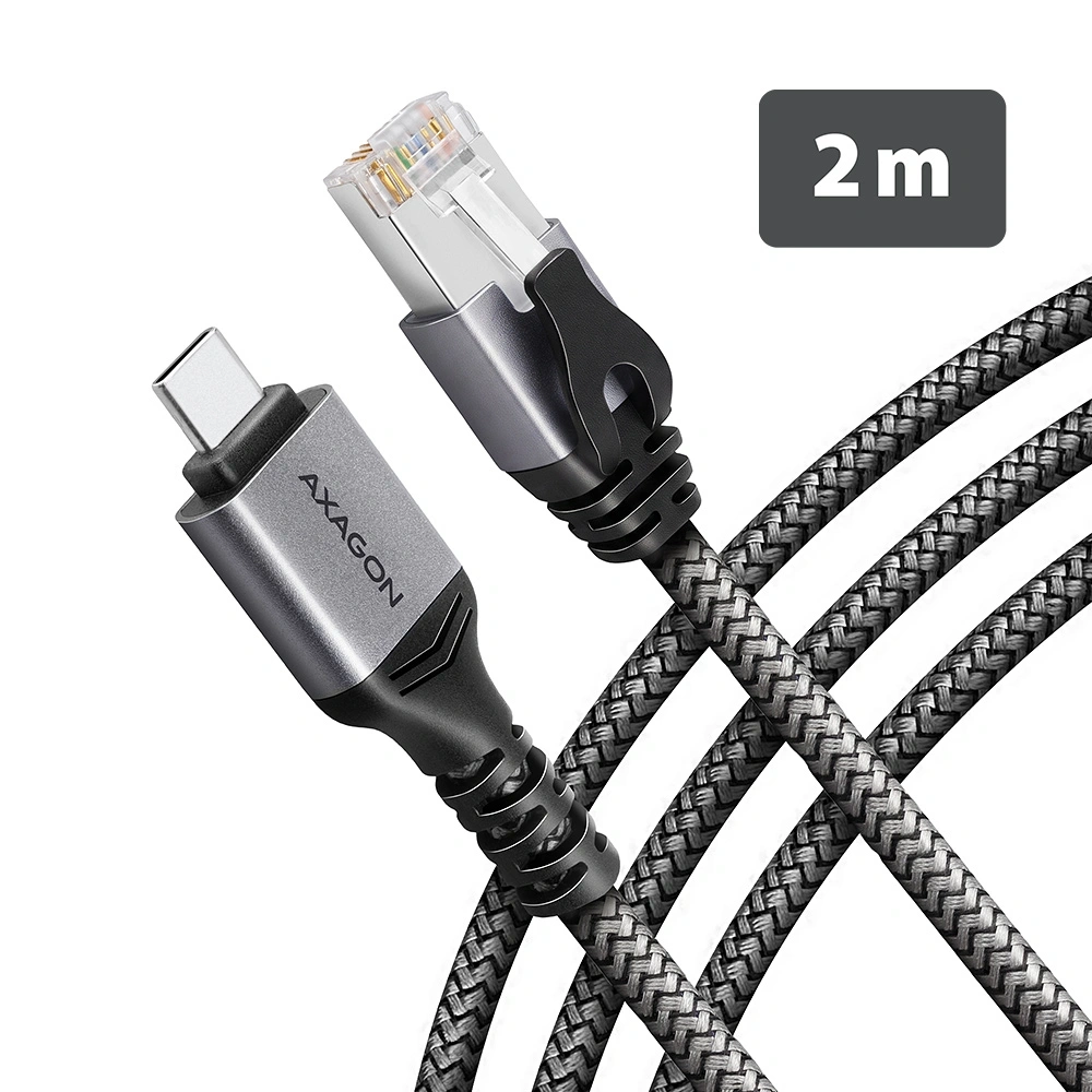 AXAGON ADE-CM20 USB-C Gigabit Ethernet adapter integrált CAT6 hálózati RJ-45 kábellel (2 m)