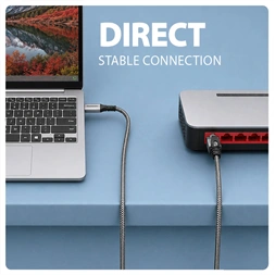AXAGON ADE-CM20 USB-C Gigabit Ethernet adapter integrált CAT6 hálózati RJ-45 kábellel (2 m)