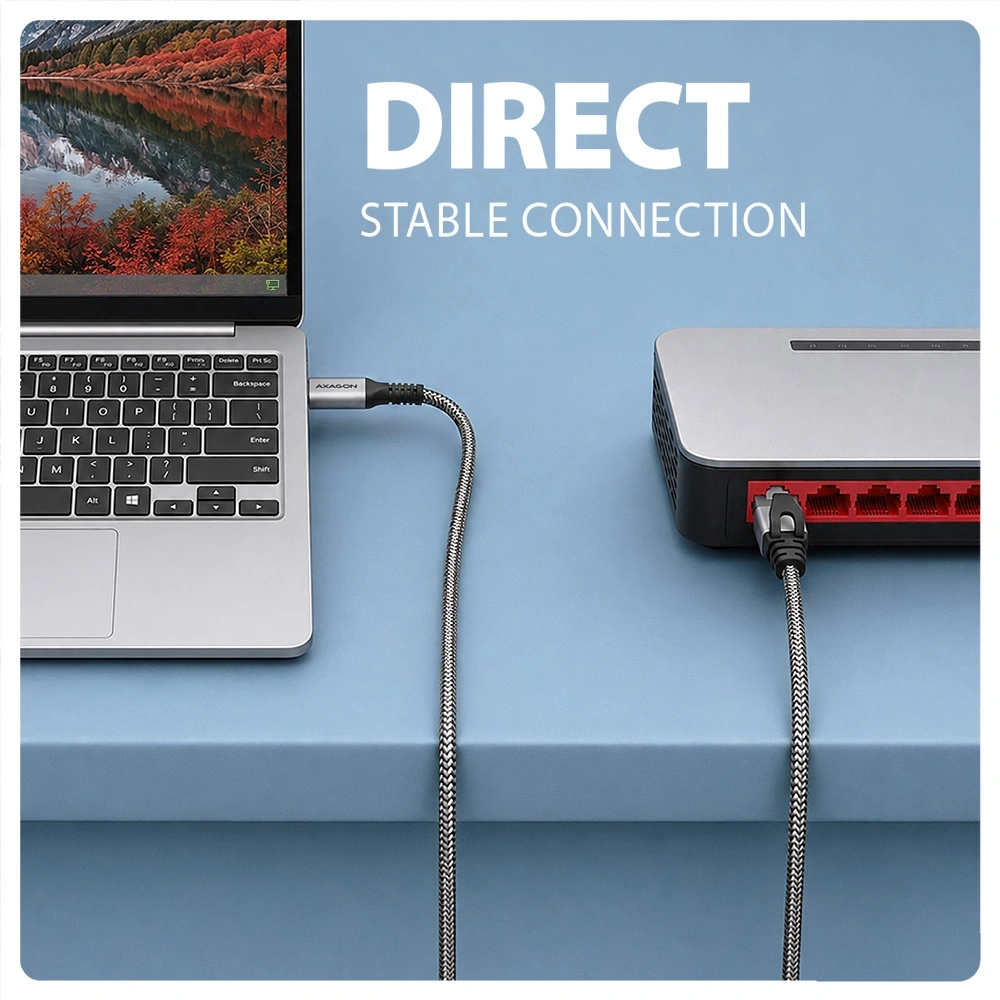 AXAGON ADE-CM30 USB-C Gigabit Ethernet adapter integrált CAT6 hálózati RJ-45 kábellel (3 m)