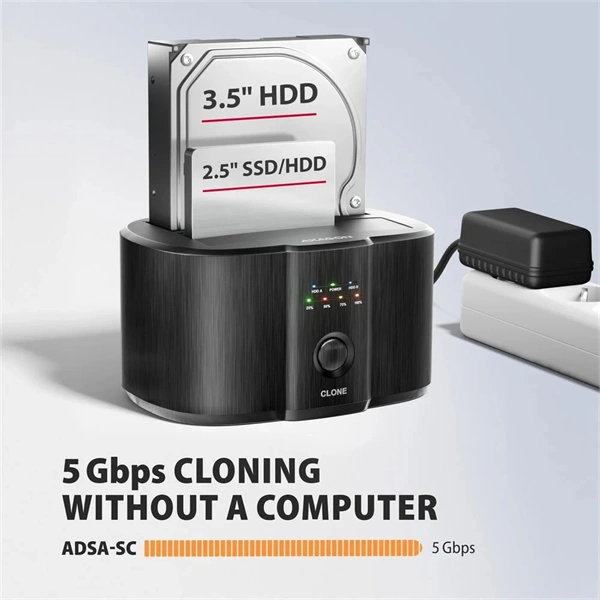 AXAGON ADSA-SC USB-C 5Gbps dokkoló állomás 2x 2,5"/3,5" SSD/HDD-hez