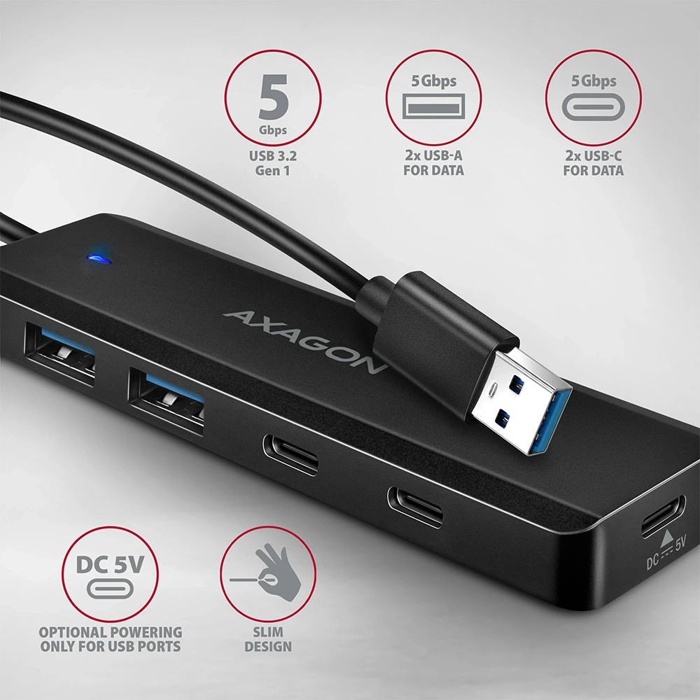 AXAGON HUE-C2A USB-A 5Gbps utazó hub