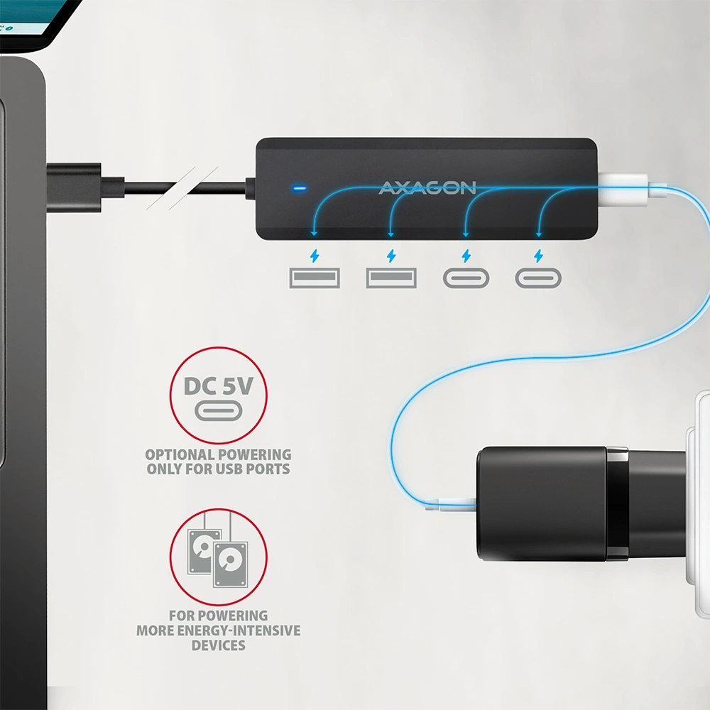 AXAGON HUE-C2A USB-A 5Gbps utazó hub