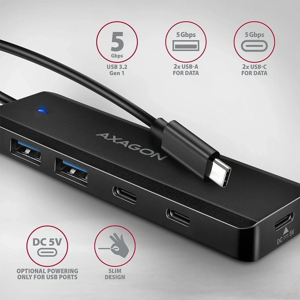AXAGON HUE-C2C USB-C 5Gbps utazó hub