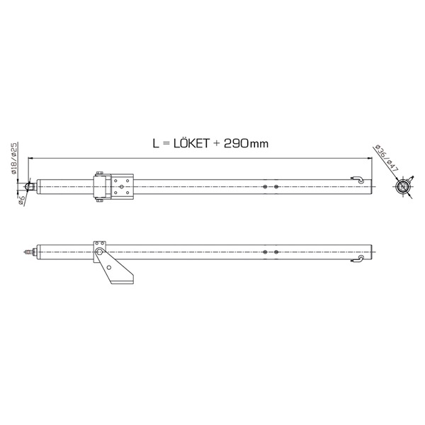 A-OK AM36-500 24Vdc, 800N toló és húzóerő, 500mm löket csavarorsós ablakmozgató motor