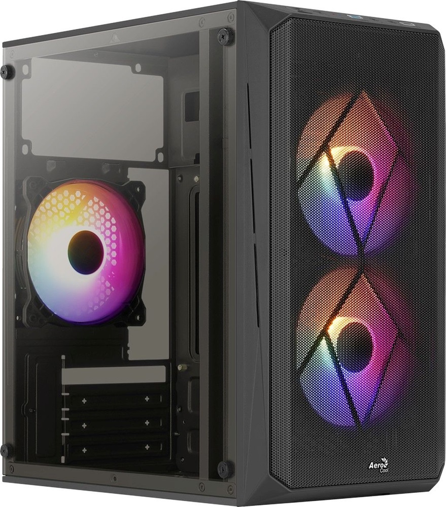 Aerocool CS-107 Mesh FRGB fekete (táp nélküli) ablakos mATX ház