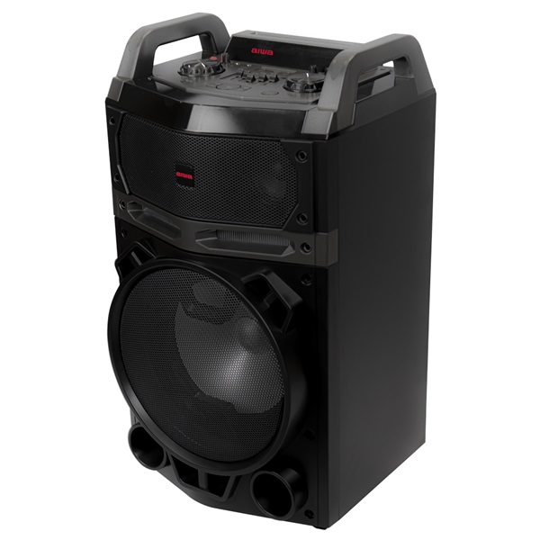 Aiwa KBTUS-700 vezetékes mikrofonnal Bluetooth hordozható fekete party hangszóró (Újracsomagolt)