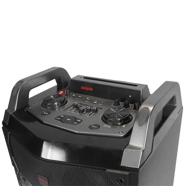 Aiwa KBTUS-700 vezetékes mikrofonnal Bluetooth hordozható fekete party hangszóró (Újracsomagolt)