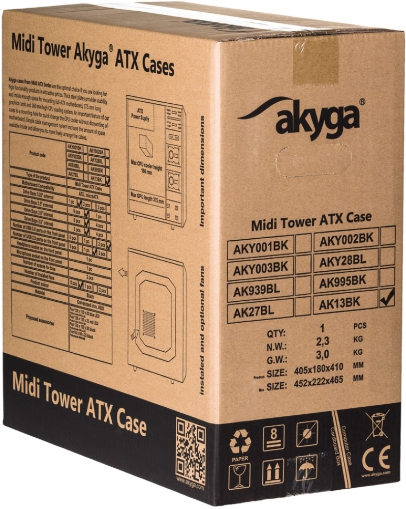 Akyga AK13BK táp nélküli ATX ház