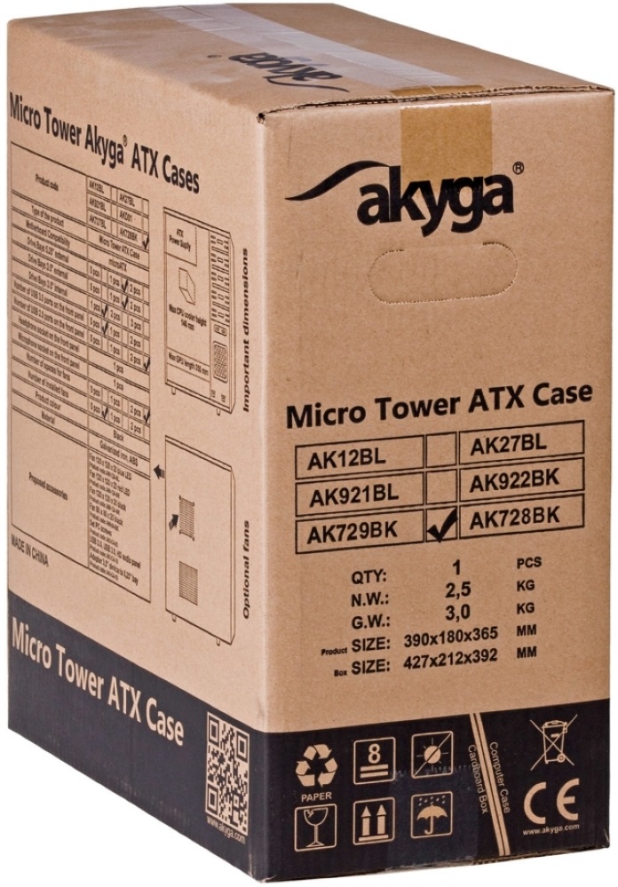 Akyga AK729BK táp nélküli mATX ház
