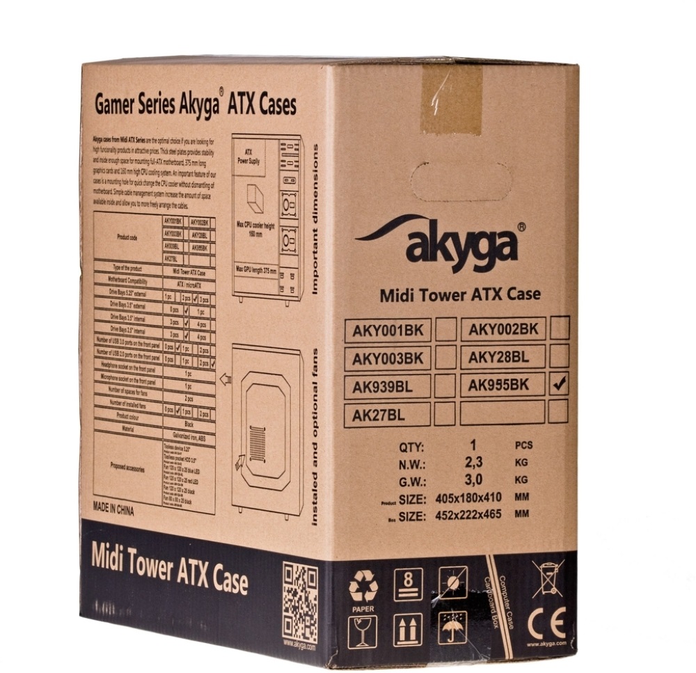 Akyga AK995BK táp nélküli ATX ház