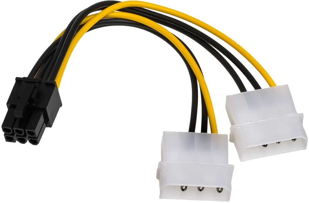 Akyga AK-CA-13 15cm 2x MOLEX anya - 6-tűs PCI Express apa kábel