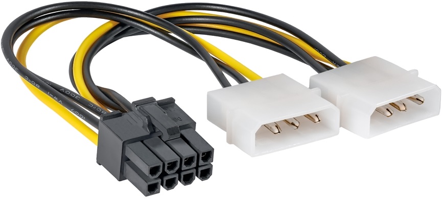Akyga AK-CA-29 15cm 2x MOLEX anya - 8-tűs PCI Express apa kábel