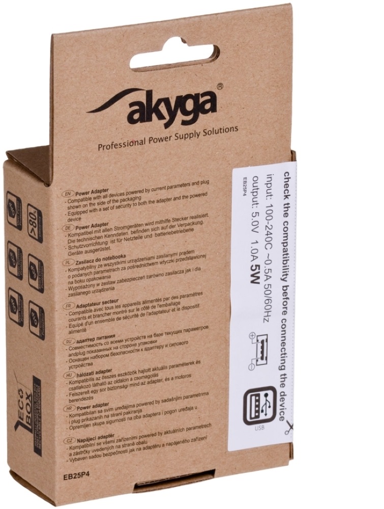 Akyga 5V/1A/5W hálózati USB töltő
