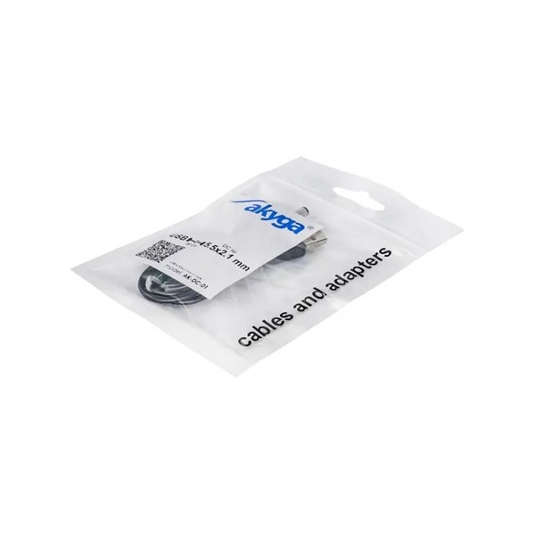 Akyga AK-DC-01 USB 2.0 A -> DC 5.5 x 2.1mm M/M tápkábel 0.8m fekete