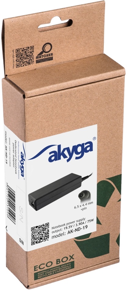 Akyga 19,5V/3,9A/75W 6,5x4,4mm Sony notebook hálózati töltő