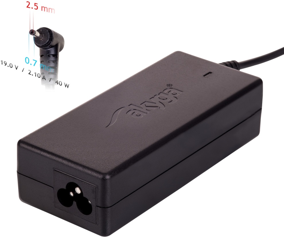 Akyga 19V/2,1A/40W 2,5x0,7mm Asus notebook hálózati töltő