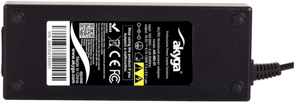 Akyga AK-ND-57 19,5V/6,7A/130W 7,4x5mm + pin DELL notebook hálózati töltő