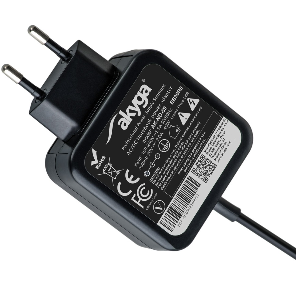 Akyga AK-ND-59 20V/2A/40W Lenovo Power USB Lenovo notebook hálózati töltő