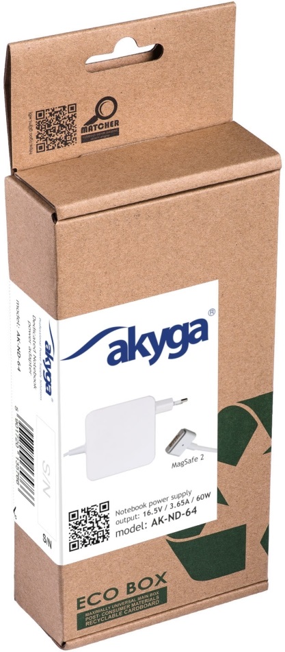 Akyga AK-ND-64 16,5V/3,65A/60W MagSafe 2 Apple notebook hálózati töltő