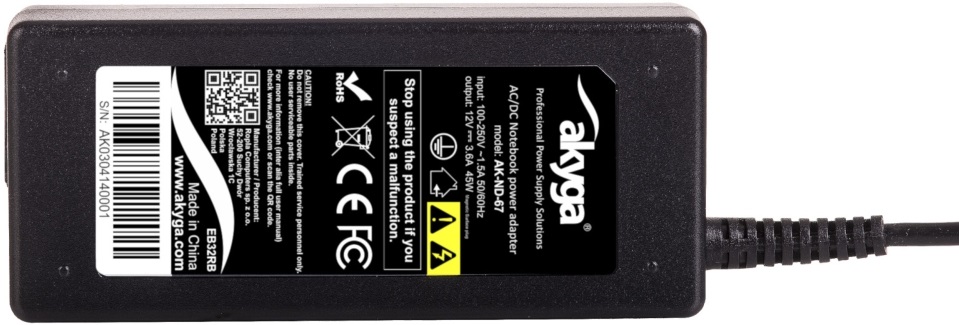 Akyga AK-ND-67 12V/3,6A/45W Surface PRO 2 notebook hálózati töltő