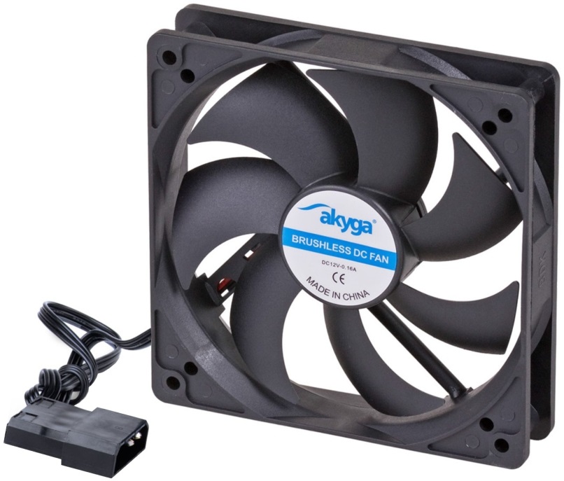 Akyga 120mm Molex fekete ház hűtőventilátor