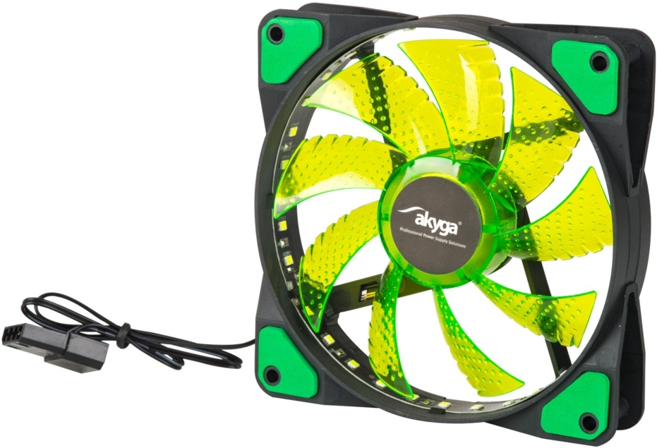 Akyga AW-12E-BG 120mm zöld LED ház hűtőventilátor