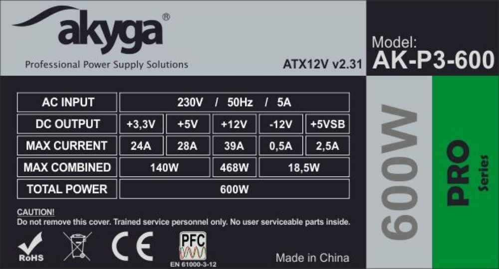 Akyga Ak-P3-600 600W ATX tápegység