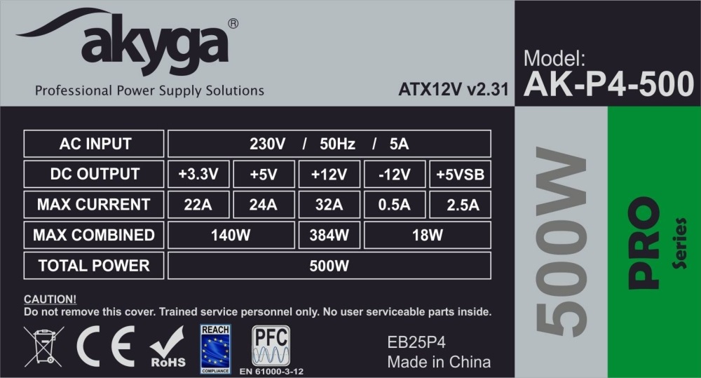 Akyga Ak-P4-500 semi-modular 500W ATX tápegység