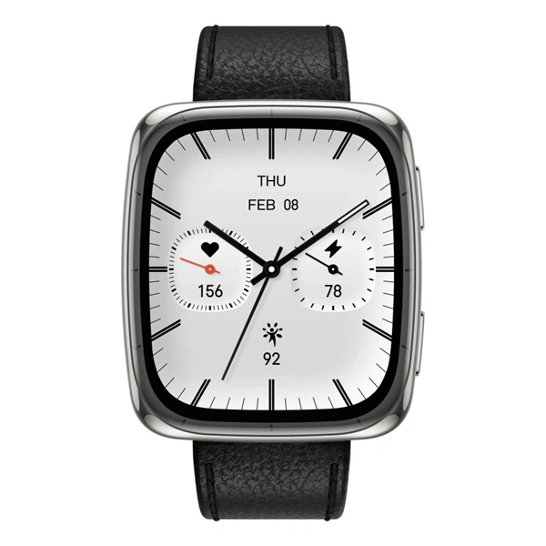 Amazfit Active 2 (Square) Black Leather Permium NFC fekete okosóra