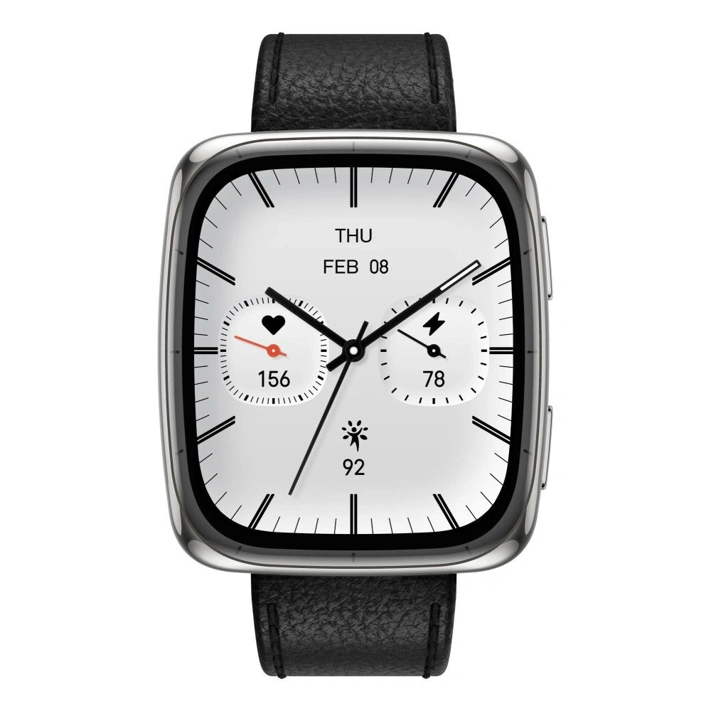 Amazfit Active 2 (Square) Black Leather Permium NFC fekete okosóra