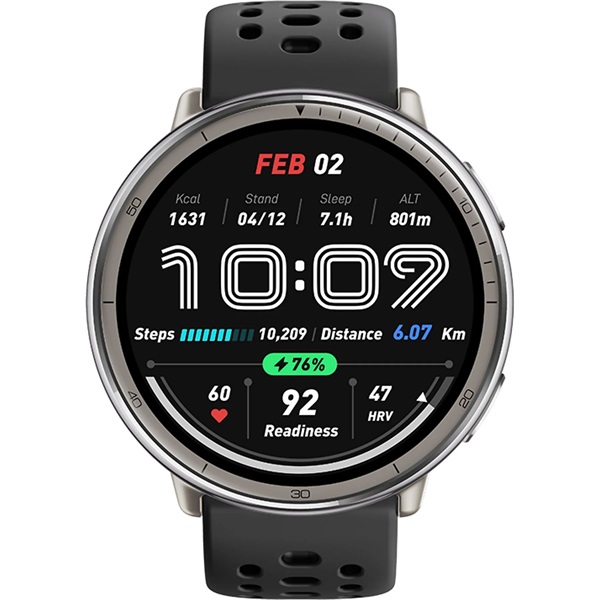 Amazfit Active 2 fekete szilikon szíjas okosóra