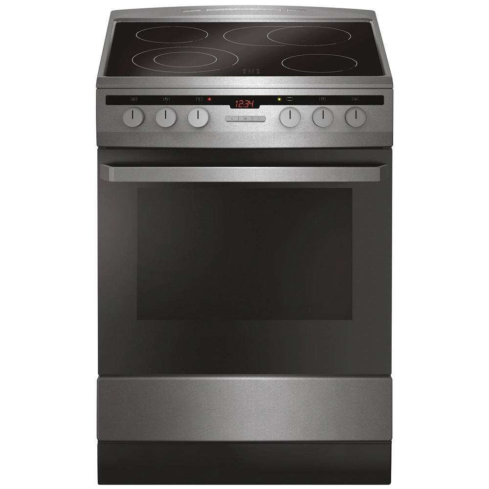 Amica 54037 inox, szabadonálló, kerámialapos, elektromos, főzőzóna: 4, sütő:66L, grill, tűzhely