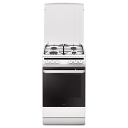 Amica 55343 fehér, szabadonálló, gáz, kombinált, főzőzóna: 4, sütő:62L, grill, tűzhely (Újszerű)