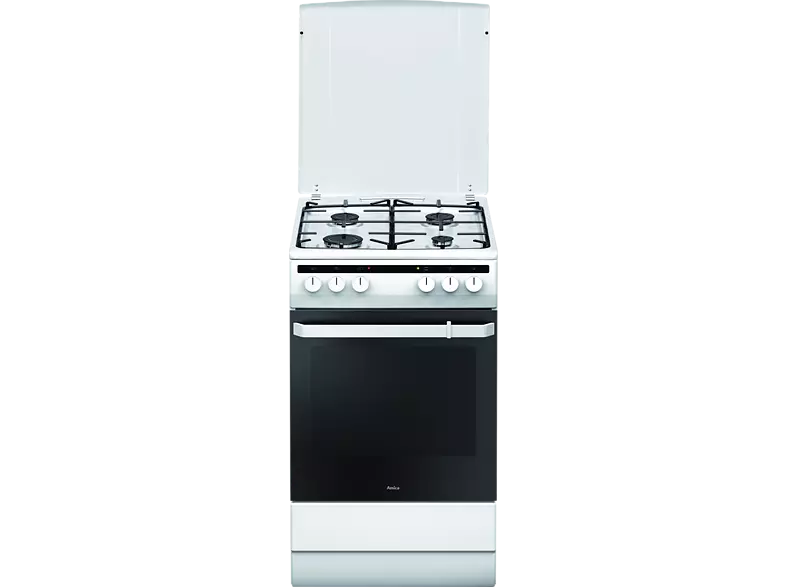 Amica 55343 fehér, szabadonálló, gáz, kombinált, főzőzóna: 4, sütő:62L, grill, tűzhely