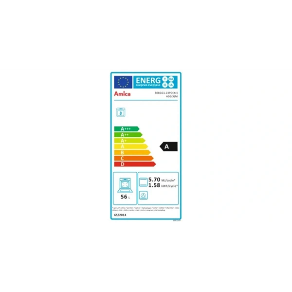 Amica 55347 inox, szabadonálló, gáz, főzőzóna: 4, sütő:58L, tűzhely