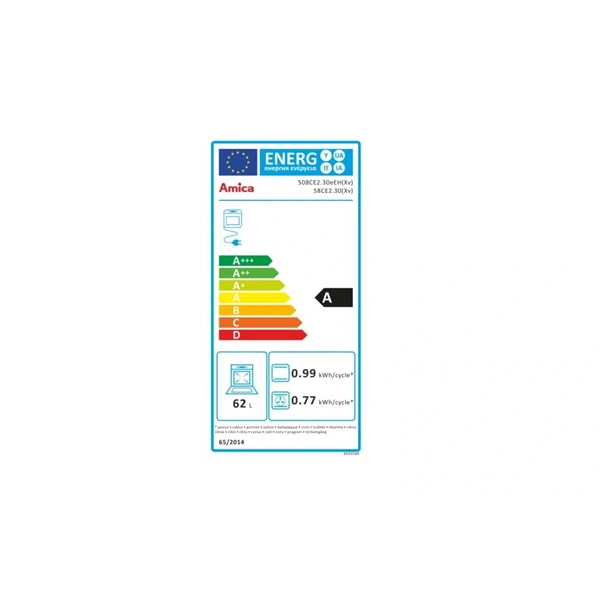 Amica 55352 inox, szabadonálló, kerámialapos, elektromos, főzőzóna: 4, sütő:65L, grill, tűzhely