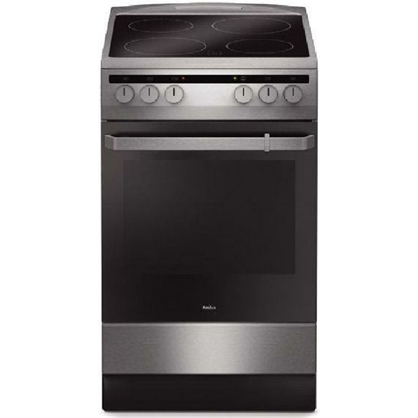 Amica 55352 inox, szabadonálló, kerámialapos, elektromos, főzőzóna: 4, sütő:65L, grill, tűzhely