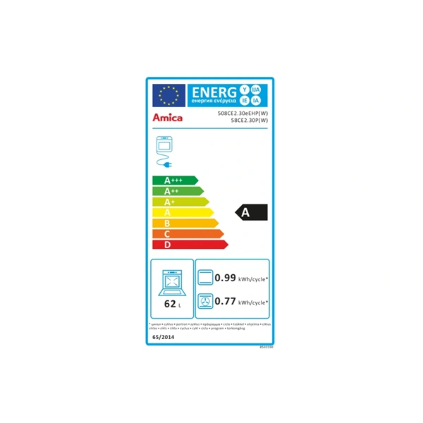 Amica 55353 fehér, szabadonálló, kerámialapos, elektromos, főzőzóna: 4, sütő:65L, grill, tűzhely